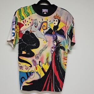 Vtg JOU JOU Disney Sequin Air Brush Like Evil Queen T- Shirt, Black Multi, Sz XL